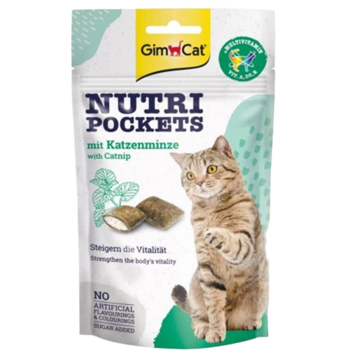 تشویقی مغزدار نوتری گربه جیم کت با طعم کت نیپ GimCat Nutri Pockets with  Catnip