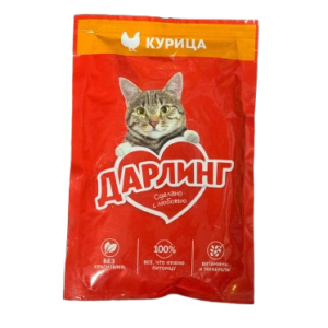 پوچ گربه دارلینگ طعم مرغ مدل خورشتی Darling for cats chicken