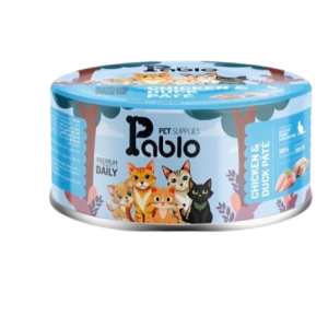 کنسرو پته پریمیوم گربه بالغ پابلو با طعم مرغ و اردک 200گرمی