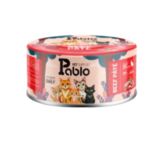 کنسرو پته پریمیوم گربه بالغ پابلو با طعم گوشت گاو 200گرمی